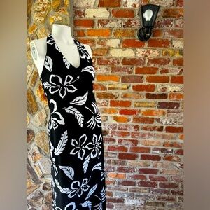 Ralph Lauren, black and white floral pattern, single shoulder, small dress